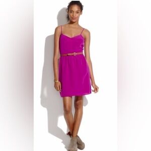 🎁🎄Like New Madewell Pink Magenta Camisole 100% Silk Midi Dress #87289- Size 2 S
